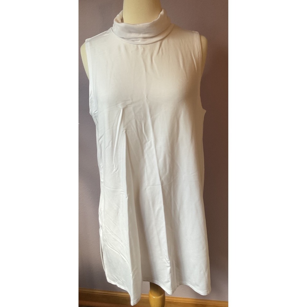 Garnet Hill White‎ Sleeveless Turtleneck Dress Size Large